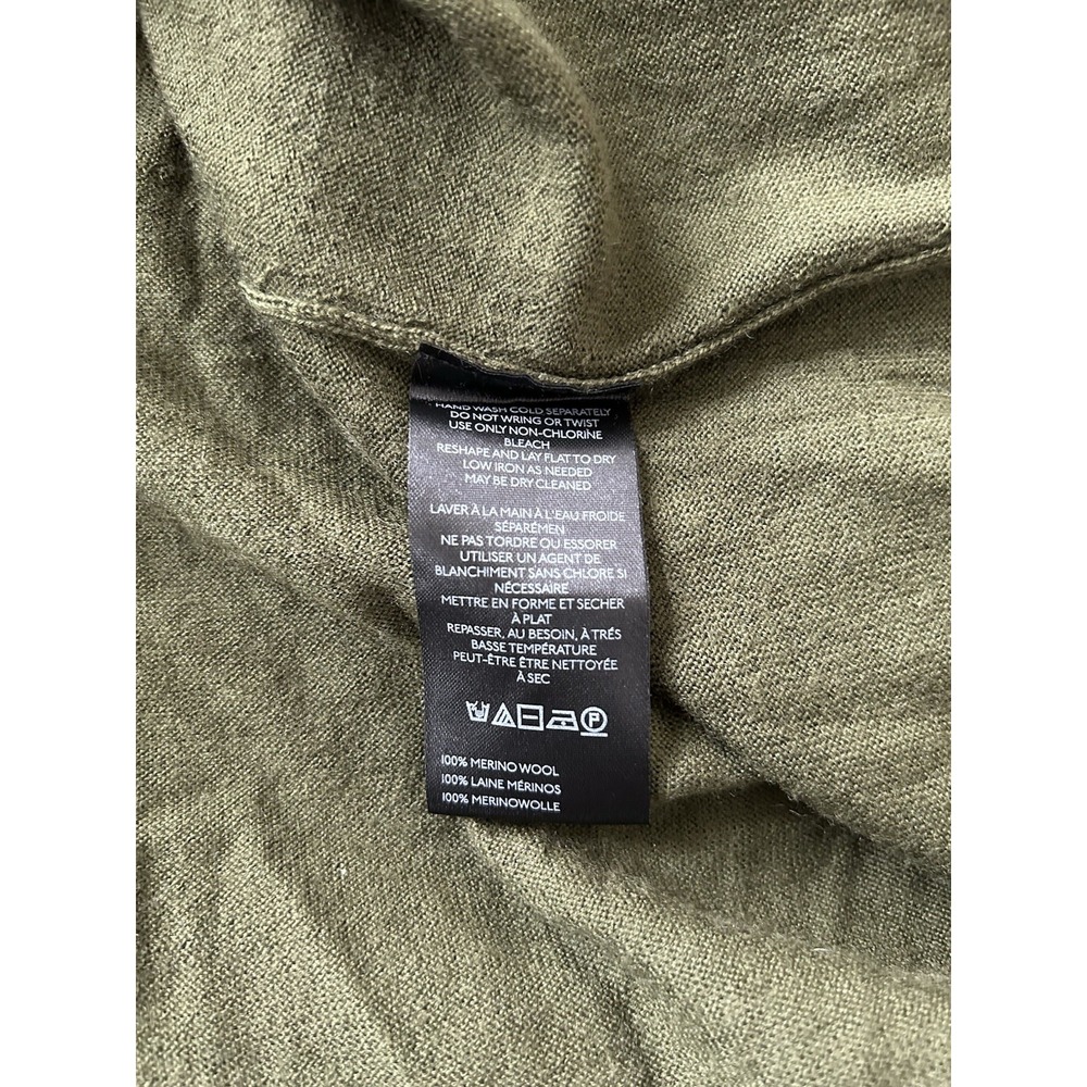 NWT Maeve Anthropologie Merino Wool V-Neck Sweater L Green Slouchy Casual Cozy - Picture 9 of 9